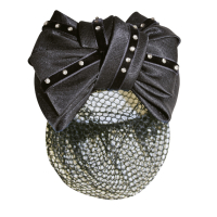 HKM Haarstrik met netje en strass Zwart