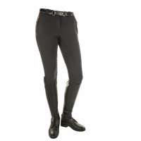 HKM Softshell rijbroek Champagne met Silicoonprint knie