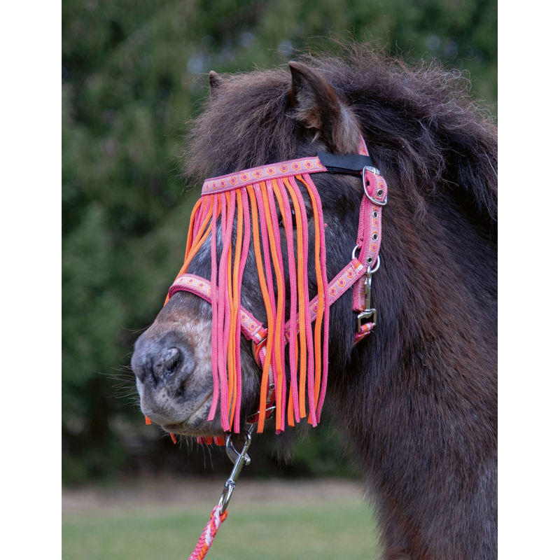 HKM Vliegenfrontriem Gelato Oranje/Roze