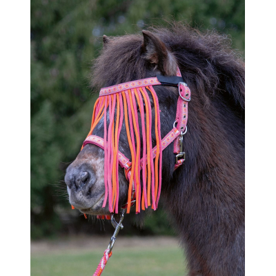 HKM Vliegenfrontriem Gelato Oranje/Roze