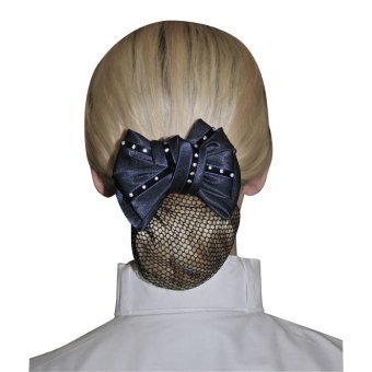 HKM Haarstrik met netje en strass Zwart