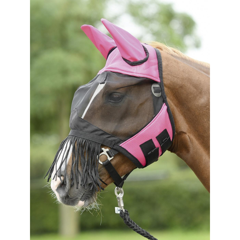 Vliegenmasker FLY COVER FRANSEN pink/zwart
