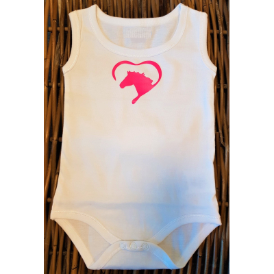 Rompertje Paard in Hart Neon Roze